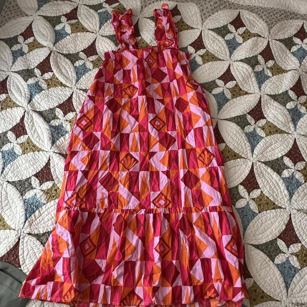 PRINTFRESH SERENITY DRESS IN UNDERWATER MOSAIC - PINK CRUSH COTTON MAXI DRESS - Picture 6 of 7